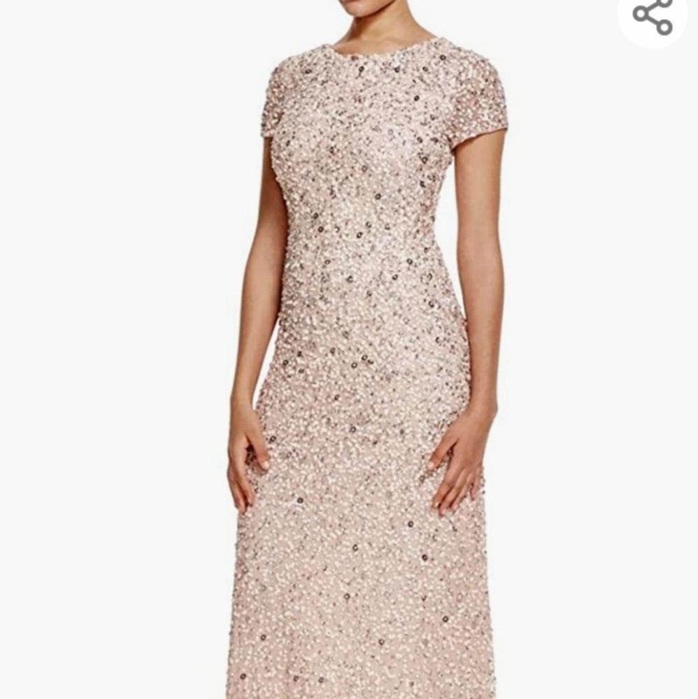 ADRIANNA PAPELL BLUSH SHORT-SLEEVE SEQUIN SIZE 16